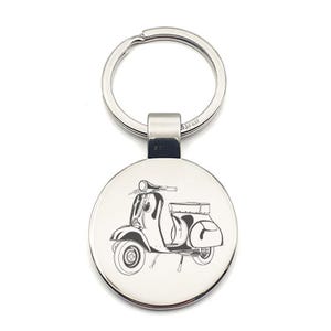 Personalised Classic Scooter Keyring - Choose Design - Moped Rider Scooter Club House Keys Keychain Work Office Gift