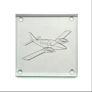 パイパーPA34セネカ航空機用ドリンクコースターセレクション - 自宅、職場、オフィスのテーブル用航空パイロットギフト - ギフトボックス入り - スタイルを選択