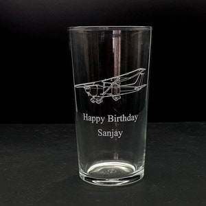 Personalised Cessna 172 Aircraft Conical Beer Glass - Superb Pilot Owner Birthday Christmas Aviation Themed Gift