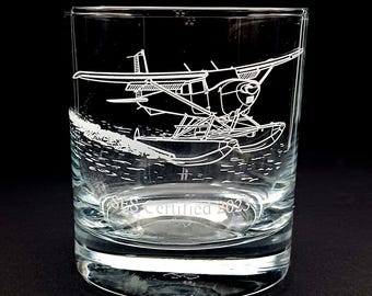 Cessna Seaplane Aircraft Tumbler Glass | Nautical Aviation Gift for Pilot Birthday, Christmas, Wedding, Retirement | Select Style