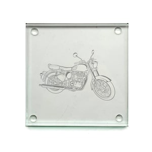 Royal Enfield Classic 500 Motorcycle Square Glass Coaster  - Superb Personalised Bikers Motorbike Club Shop Office Home Desktop Gift Idea