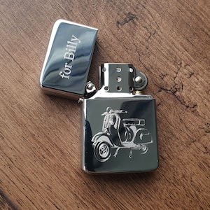 Briquet coupe-vent rechargeable pour scooter Vespa en laiton de qualité supérieure - Choix de couleurs - Excellent cadeau pour fumeurs