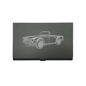 Klassisches Triumph TR6 Auto Kartenetui - Business Kreditkartenetui - Graviertes Classic Automobile Showroom Verkaufsförderungsgeschenk