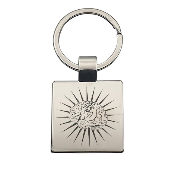 Personalised Brain Starburst Keyring Choose Design Nerd Quiz