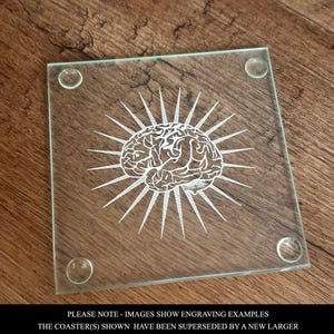 Personalised Glass Brain Drinks Coaster Selection - Quiz Tech Scientist Gift for Home Work Office Table - Presentation Box - Select Style