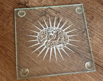 Seleção de porta-copos de vidro personalizados em formato de cérebro - Presente para cientistas e entusiastas de tecnologia, ideal para casa, escritório e outras atividades - Caixa de apresentação - Escolha o seu estilo