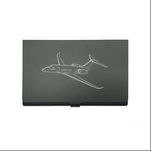 Gravierte Cessna 560 Jet Aircraft Schwarz Visitenkartenhalter - Personalisierte Privat kommerzieller Pilot Marketing Business Geschenkidee