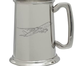 Airbus A350 Aircraft Pewter Tankard - Hand Made Personalised Gift - Commercial Pilot Birthday Wedding Retirement Special Occasions