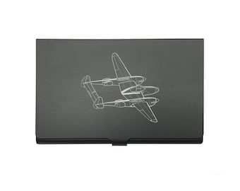 Lockheed P38 Lightning Aircraft Card Holder – Personalised Vintage Military World War 2 Gift, Business Card Case, Credit & Debit Wallet