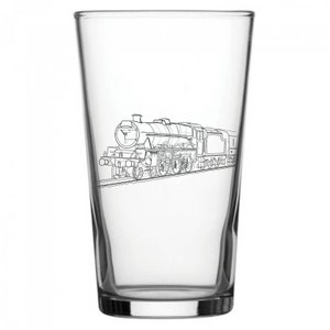 Personalised Steam Train Conical Beer Glass - Superb Railroad Themed Locomotive Birthday Retirement Wedding Gift