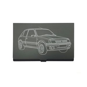 Porta biglietti da visita personalizzato Peugeot 205 GTI nero di debito di credito - Idea di marketing per eventi di vendita di auto d'epoca d'epoca