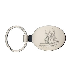 Personalised Fishing Yacht Keyring - Choose Design -  Fish Fisherman Nautical Sea Ocean Themed House Keys Keychain Work Office Gift