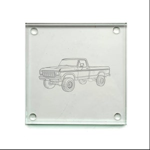 Personalisieren Sie Ford F150 Pickup Truck Getränke Untersetzer - Fahrer Arbeiter Glas Gravur Geschenk Perfekt für Zuhause oder Büro