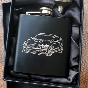 Ford Shelby Mustang Car Hip flask - 6oz Choice of Colours - Superb Classic Muscle Car Enthusiast Gift Idea