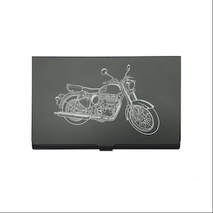 Personalisierte Royal Enfield Classic 500 Motorrad Kartenhalter - Visitenkartenetui - Graviertes Biker Motorrad Showroom Verkaufsförderung Geschenk