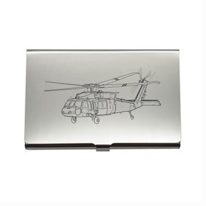 UH6- Blackhawk  Helicopter Card Holder - Business Credit Card Case - Military Aviation Themed Engineer Pilot Mechanic Gift Idea