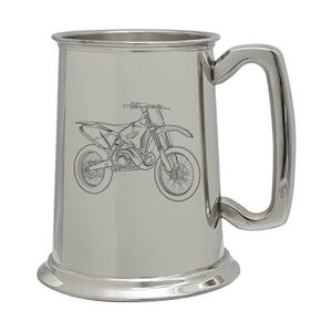 Yamaha YZ250 Motocross Motorcycle One Pint UK Made Pewter Tankard - Superb Personalised Bikers Enduro Offroad Birthday Wedding Gift Item