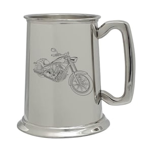 Personalised Hon Chopper Fury Motorcycle Pewter Tankard - British Hand Made Bikers VT1300CX  Cruiser Motorbike Boxed Gift idea