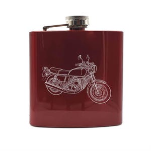 Suz GT750 Motorcycle 6oz Stainless Steel  Hip Flask - Choice of Colours - Superb Biker Riders Muscle Motorbike Birthday Wedding Gift