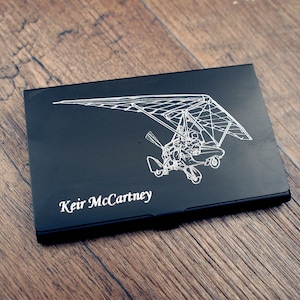 Personalised Pegasus Microlight Trike Card Holder - Business Credit Card Case - Aviation Pilot Flying Gift