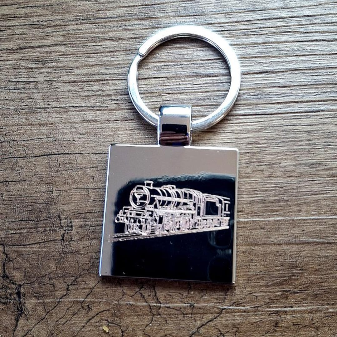 Railroad Key Ring Personalised Steam Train Locomotive Keyring - Choose Design - Railway ...