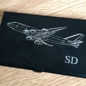 Boeing 747 Aircraft Black Credit Debit Business Card Holder - Contrôleur de la circulation aérienne - Hôtesse de l’air - Pilot Aviation Gift