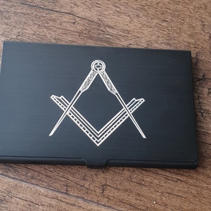 Black Masons Geometry & Set Square Masonic Credit Debit Visitenkartenhalter - 4 Designs zur Auswahl