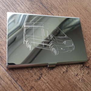 Personalisierte Transit Van Steel Visitenkartenhalter - Perfekter gravierter Sales Marketing Man mit Van Hire Unternehmen