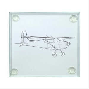 Personalised Cessna 180 Aircraft Glass Drinks Coaster -  Perfect for Pilot, Simulator or Aviation Enthusiasts at Home Office Fly club