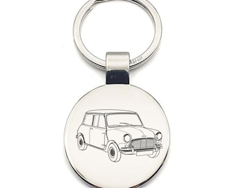 Personalised Classic Mini Car Keyring - Choose Design - Driver Car Automotive Enthusiast House Keys Keychain Work Office Gift