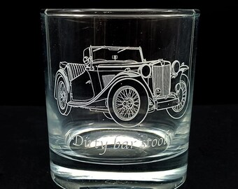 Vintage MG TC 1946 Car Tumbler Glass | Classic Automobile Themed Driver Gift Birthday, Christmas, Wedding, Retirement | Select Style