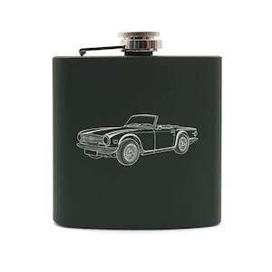 Classic Triumph TR6 Car 6oz Steel Hip Flask -  Ideal Personalised Birthday Wedding Retirement Gift for Vintage car Owners and Drivers