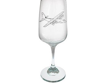 Personalised C130 Hercules Aircraft Wine Glass  - Choose Design - Aviation Military Pilot Engineer Birthday Wedding Retirement Gift