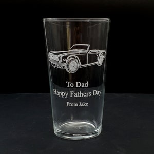 Personalised Triumph TR6 Vintage Car Conical Beer Glass - Superb Classic Car 1960s Enthusiast Driver Birthday Retirement Wedding Gift