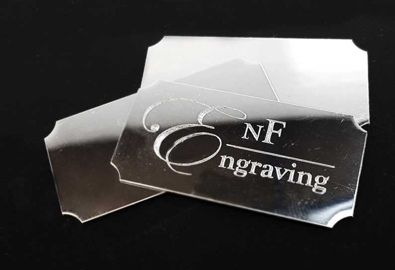 Superb Addition to your Gifts Silver and Silver Aluminium Trophy Plate Plaques Engraved FREE 52 x 25 mm
