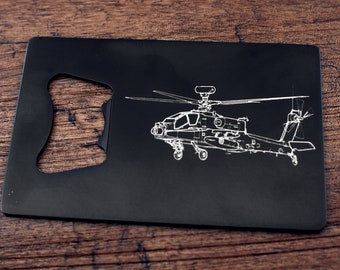 Apache Helicopter Bottle Opener - can be Personalised - Superb Pilots Military Aviation Birthday Souvenir Gift