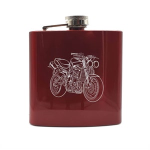 Personalised Street Triple Motorcycle 6oz Steel  Hip Flask - Choice of Colours - Superb Biker Riders Motorbike Birthday Wedding Gift