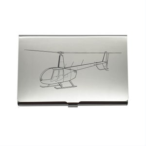 Robinson R44 Helicopter Steel Credit Debit Visitenkartenhalter- Pilot Instructor Sales Business Luftfahrt Marketing Geschenkidee