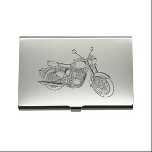 Personalisiertes Royal Enfield Classic 500 Motorrad Kartenetui - Business Kreditkartenetui - Graviertes Biker Motorrad Showroom Promotion Geschenk