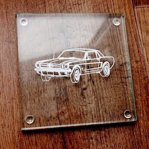 Personalised Classic FD  Mustang Coupe Car Drinks Coaster - US Driver Enthusiast Home Office Work Automotive Themed Boxed Gift Idea