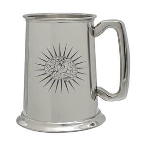 Brain Starburst Pewter Tankard - UK hand Made Trophy Gift - Pub Quiz, Scientist, Computer Technician, Doctor Gift  - Select Tankard Style