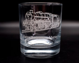 Personalisierte Steam Train Tumbler Glas - Hervorragende Eisenbahn Themed Geschenk für zu Hause, im Büro - EnF Gravur Design