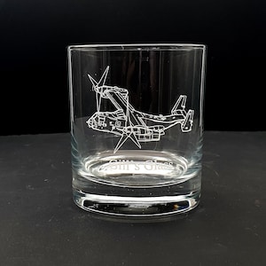 V22 Osprey Aircraft Tumbler Glass -  300 ml Superb Military Aviation Themed - US Army Airforce Birthday, Retirement Militaria Gift