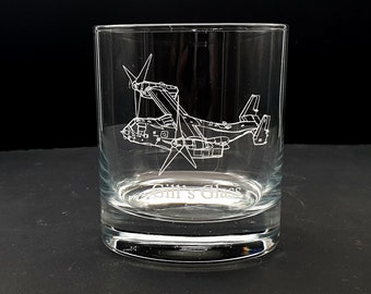 V22 Osprey Aircraft Tumbler Glass -  300 ml Superb Military Aviation Themed - US Army Airforce Birthday, Retirement Militaria Gift