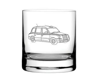Personalised London Black Cab Taxi Tumbler Glass | Themed Cabbie Driver Gift Birthday, Christmas, Wedding, Retirement | Select Style