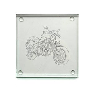 Ducati Monster Motorcycle Square Glass Coaster  - Superb Personalised Bikers Motorbike le Mans Club Shop Office Home Desktop Gift Idea
