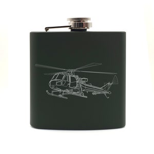 Boxed Westland Scout-helikopter heupfles - 6oz keuze uit kleuren - militair leger luchtvaart thema verjaardag huwelijkscadeau idee