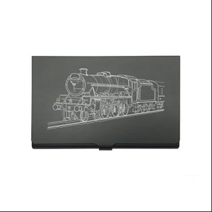 Personalisierte Steam Train Locomotive Kartenhalter - Business Kreditkartenetui - Graviertes Eisenbahnarbeiter Verkaufsförderungsgeschenk