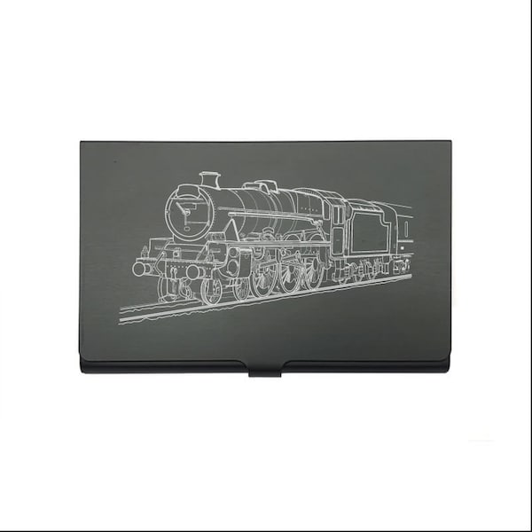 Personalised Steam Train Locomotive  Card Holder - Business Credit Card Case - Engraved Railway Worker Sales Promotion Gift