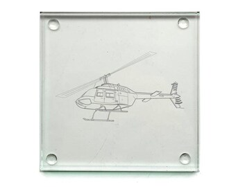 Bell Jet Ranger Helicopter Drinks Coaster Selection - Aviation Pilot Gift for Home Work Office Table - Presentation Box - Select Style